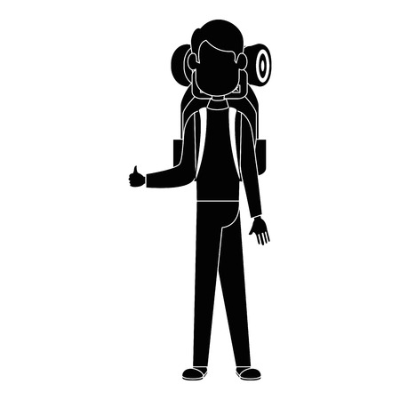 Backpacker faceless cartoon icon vector illustration graphic designのイラスト素材