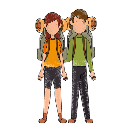 Couple of backpackers icon vector illustration graphic designのイラスト素材