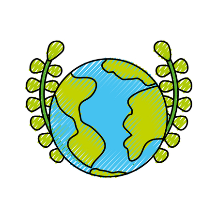 World planet with wreath vector illustration designのイラスト素材