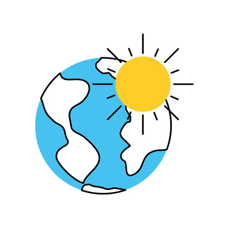 world planet with sun vector illustration designのイラスト素材