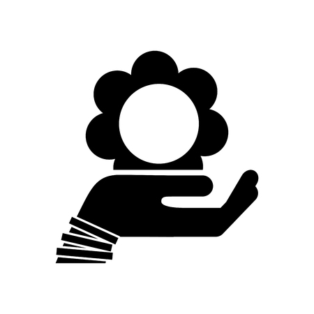 hand human with cute flower isolated icon vector illustration designのイラスト素材