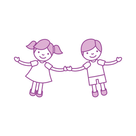 Children holding hands characters vector illustration designのイラスト素材