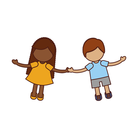 Children holding hands characters vector illustration designのイラスト素材