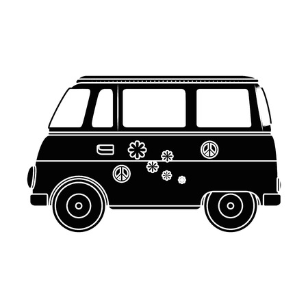 hippie van icon over white background vector illustrationのイラスト素材