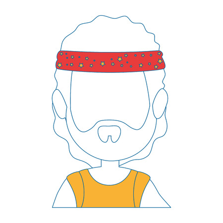 man with hippie style icon over white background colorful design vector illustrationのイラスト素材