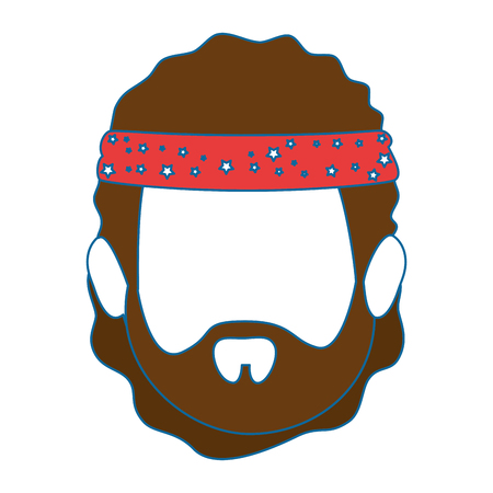 man with hippie style icon over white background colorful design vector illustrationのイラスト素材