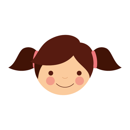 cute little girl head character vector illustration designのイラスト素材
