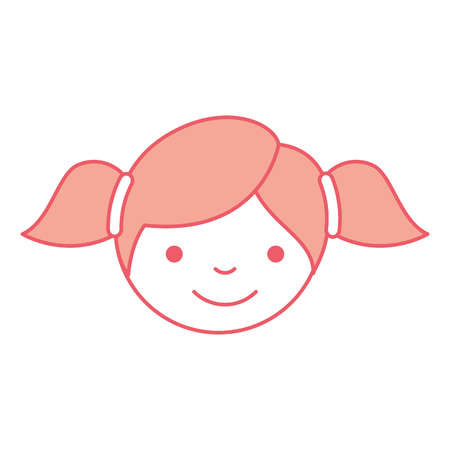 cute little girl head character vector illustration designのイラスト素材