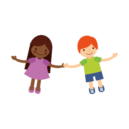 Children holding hands characters vector illustration designのイラスト素材