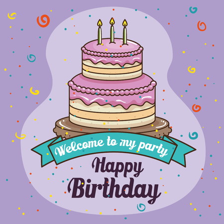 Cake and ribbon of Happy birthday and celebration theme Vector illustrationのイラスト素材