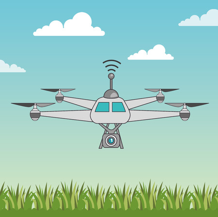 Drone of Express delivery and technology theme Vector illustrationのイラスト素材