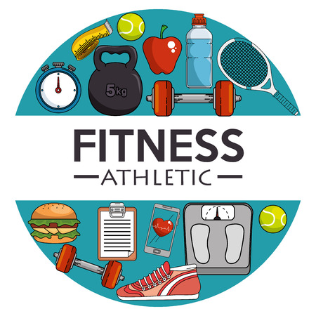 Icon set of Fitness sport and gym theme Vector illustrationのイラスト素材
