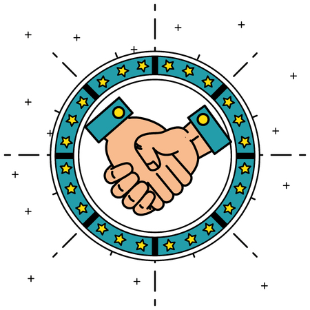 Hands inside seal of Peace and love theme Vector illustrationのイラスト素材
