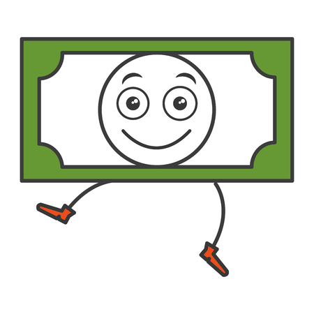 Bill dollar money kawaii character vector illustration designのイラスト素材