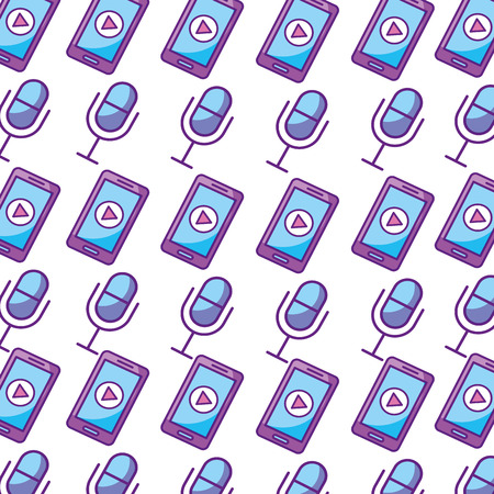 microphone and smartphone audio pattern background vector illustration designのイラスト素材