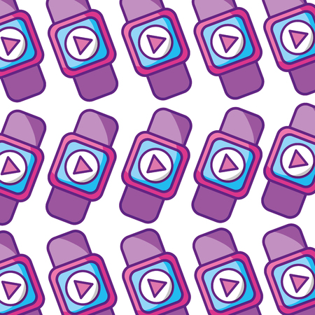 smartwatch with media player pattern background vector illustration designのイラスト素材