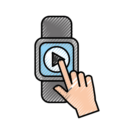 hand user smartwatch with media player isolated icon vector illustration designのイラスト素材