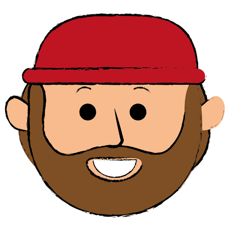 young man head avatar character vector illustration designのイラスト素材