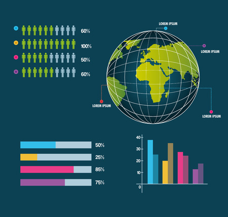 world infographic globe information business report work vector illustrationのイラスト素材