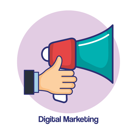 digital marketing and holding loudspeaker advertising vector illustrationのイラスト素材
