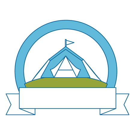 emblem with shelter tent icon over white background colorful design vector illustrationのイラスト素材