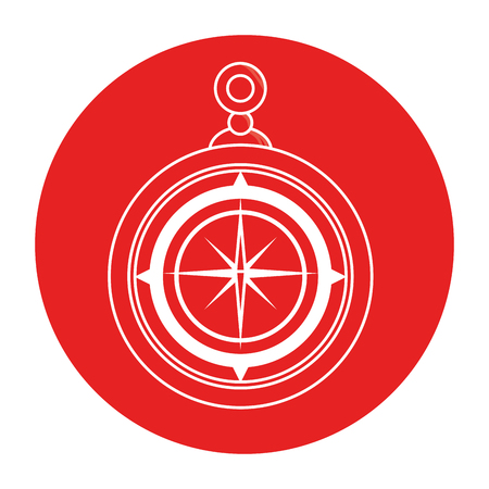 Compass icon over red circle and white background vector illustrationのイラスト素材