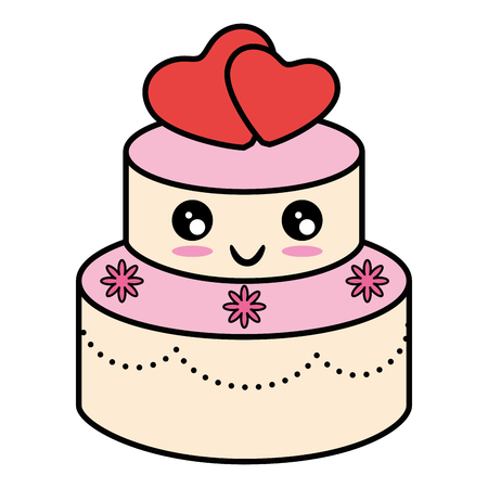 Cute wedding cake cute cartoon   vector illustration  graphicのイラスト素材