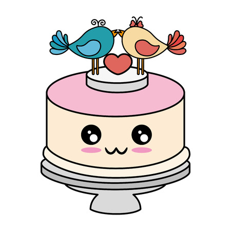 Cute wedding cake cute cartoon  vector illustration  graphicのイラスト素材
