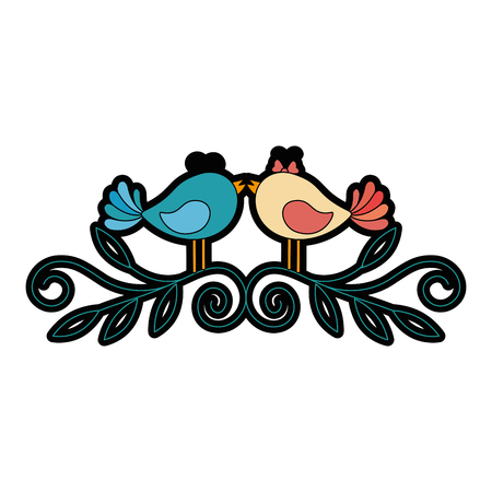 cute couple of doves icon over white background colorful design vector illustrationのイラスト素材