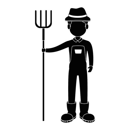 farmer with rake avatar character icon vector illustration designのイラスト素材