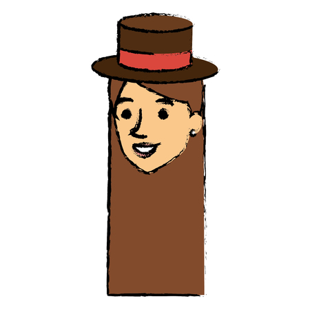 Beautiful woman with hat avatar.のイラスト素材