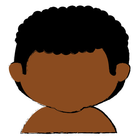 black little boy shirtless character vector illustration designのイラスト素材