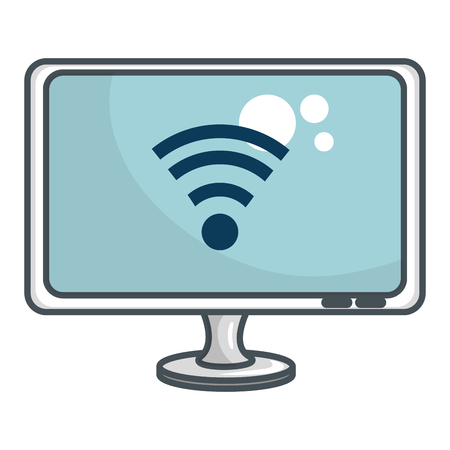 monitor computer with wifi signal vector illustration designのイラスト素材