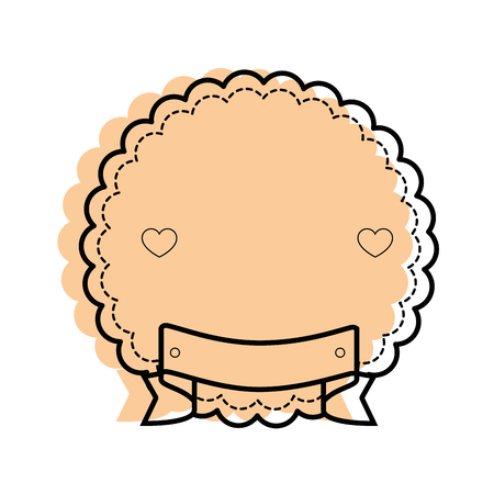 seal stamp with decorative ribbon and hearts icon over white background vector illustrationのイラスト素材