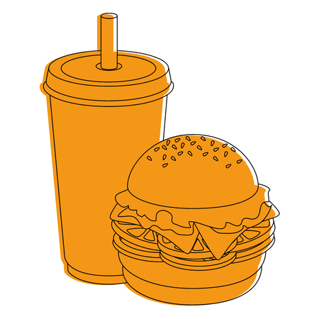 Hamburger fast food icon vector illustration graphic designのイラスト素材