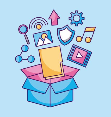 Folder file application fallen box packaging technology vector illustrationのイラスト素材