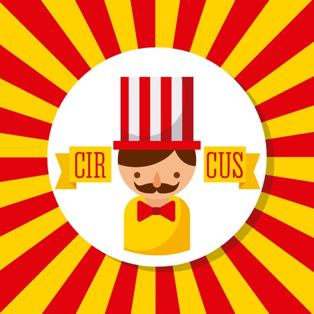 carnival host man circus show with stripes background vector illustrationのイラスト素材