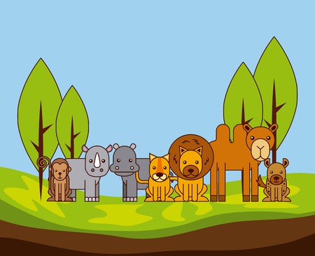 Different kinds of wild animalsのイラスト素材