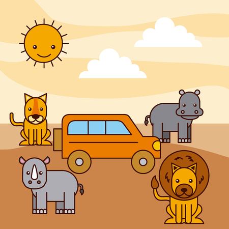 Different kinds of wild animalsのイラスト素材