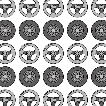 steering car and tire repair service garage seamless pattern design vector illustrationのイラスト素材