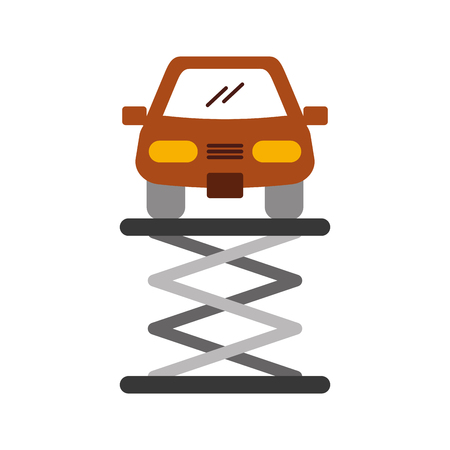 cartoon car front view platform service maintenance vector illustrationのイラスト素材
