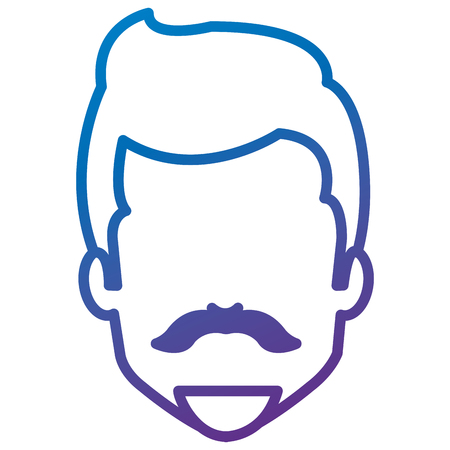 young man head with beard avatar character vector illustration designのイラスト素材