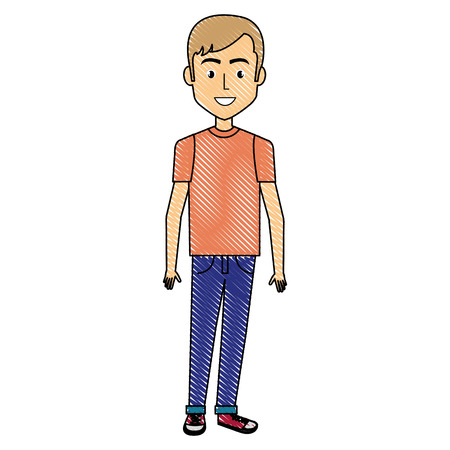 young man avatar character vector illustration designのイラスト素材