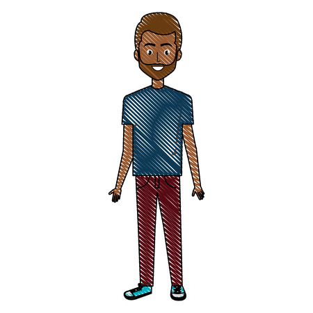 young man with beard avatar character vector illustration designのイラスト素材