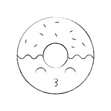 sweet donut dessert pastry cartoon vector illustrationのイラスト素材