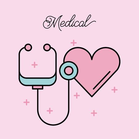 medical heart and stethoscope cardiology symbol vector illustrationのイラスト素材