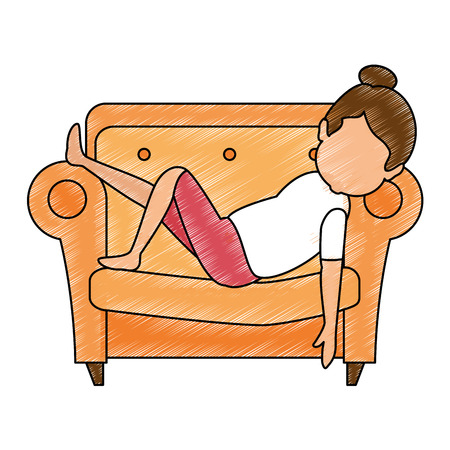 woman sleeping on sofa vector illustration designのイラスト素材