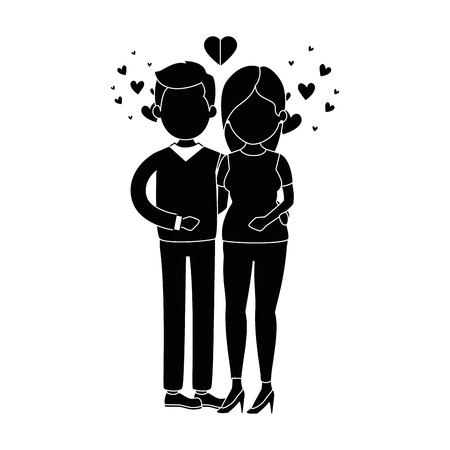 cute couple just married with heart vector illustration designのイラスト素材
