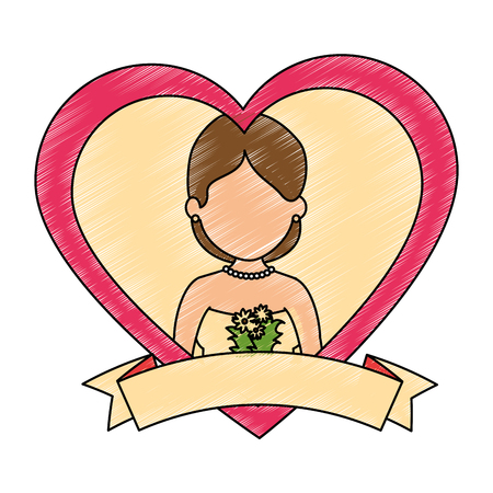 cute wife with heart vector illustration designのイラスト素材