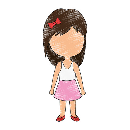 cute and little girl character vector illustration designのイラスト素材